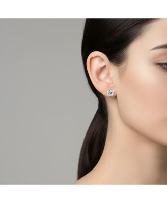 Women's Sterling Silver Lab-Grown Moissanite Stud Earrings