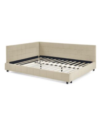 Queen Upholstered Bed Frame with Comfortable Backrest for Bedrooms