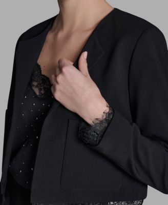 Women's Padded Shoulder Open Front Jacket