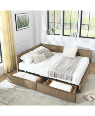 Streamdale Queen Bed Frame with Upholstered Tufted Headboard and Armrests, Velvet