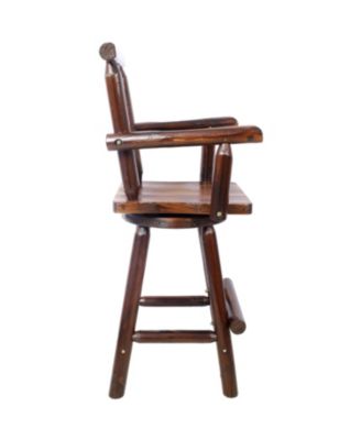  Rustic Wood Bar Stool with Star Backrest