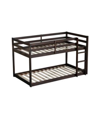 Streamdale Solid Wood Twin over Twin Loft Bed with Ladder and Reinforced Slats