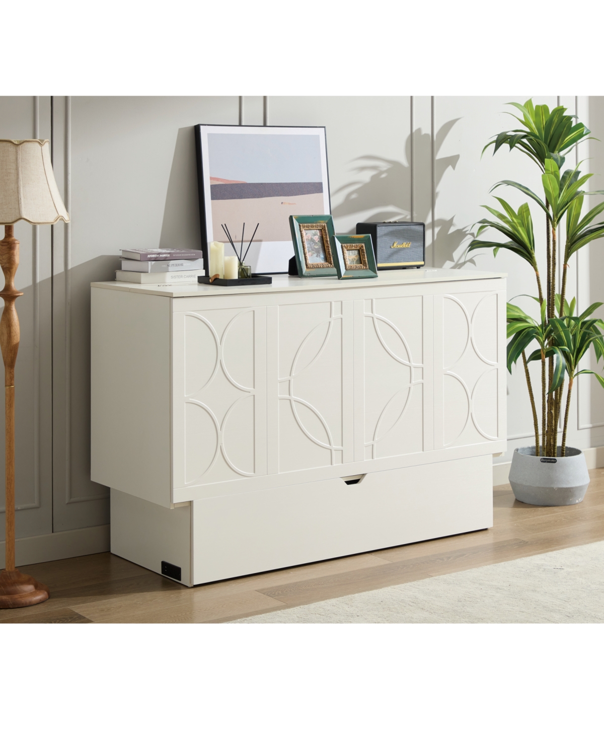 Streamdale Furniture Cabinet Bed with Storage Queen Bed, Mattress, Drawers, Sockets, Usb Ports