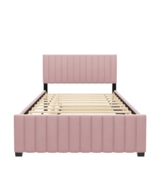 Full Size Velvet Upholstered Platform Bed with Twin Size Trundle