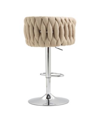 360 Fabric Swivel Counter Stools (Set of 2), Adjustable Height, Woven Back
