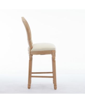 French Country Bar Stools with Upholstered Seats (Set of 2)