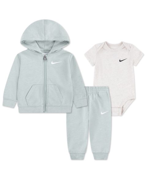 Детский комплект Nike: боди, худи и брюки, 3 предмета, цвет: Зелёный