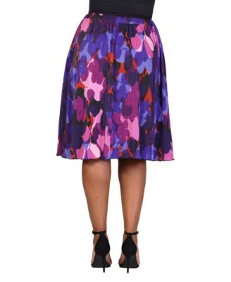 Plus Size Pleat Elastic Waist Party Midi Skirt