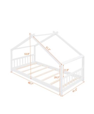 Twin Size House Bed Wood Bed, White