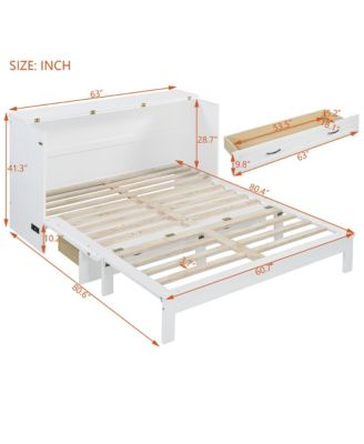 Queen Size Murphy Bed with Large Drawers