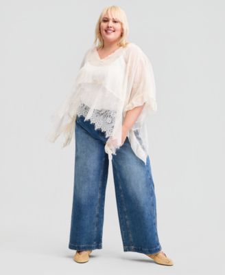 Trendy Plus Size Embroidered Lace Cape