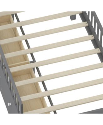 Twin Bed Frame with Storage & Guardrail