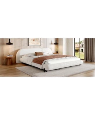 King Boucle Upholstered Platform Bed Frame