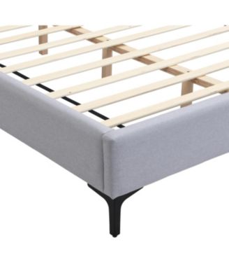 Chic Linen Upholstered Bed with Integrated Lights and Shelves King