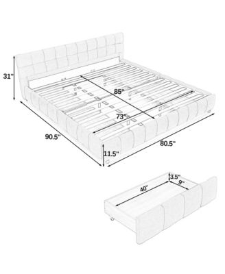 + California King + Upholstered + Storage Drawer + Bed Frame