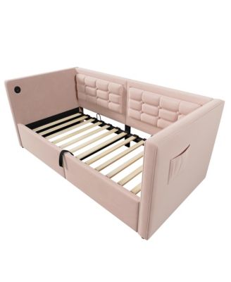  Velvet Twin Daybed with USB Charging & Storage