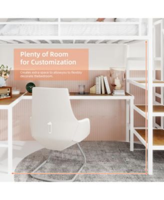 Loft Bed with L-Desk, Storage, Stairs & Railing