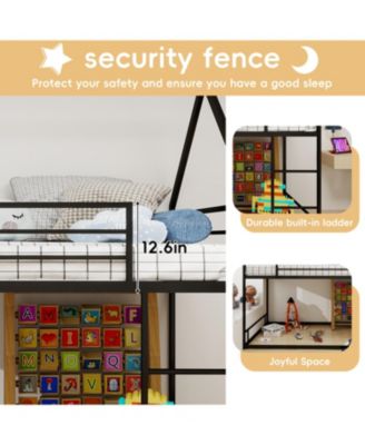  Metal Twin Bunk Bed - Heavy Duty, Noise Reduced, Black