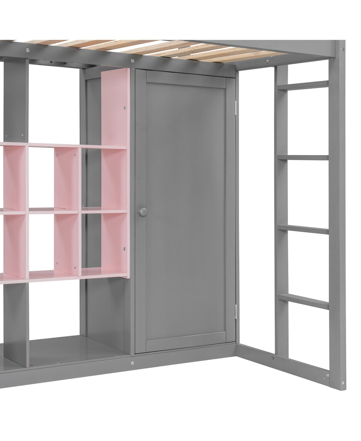 Streamdale Furniture Twin Size Wood Loft Bed with Wardrobe, shelves and Cabinet