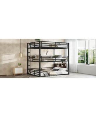 Triple Bunk Bed, Queen/Full XL/Queen, Metal