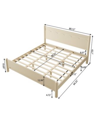 King Size Wood Platform Bed Frame with Headboard and Wooden Slat Support