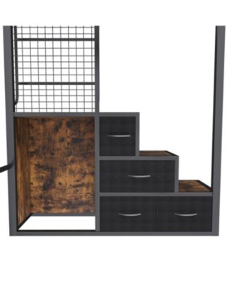Loft Bed with Desk, USB, Drawers, Stairs & Storage - Black