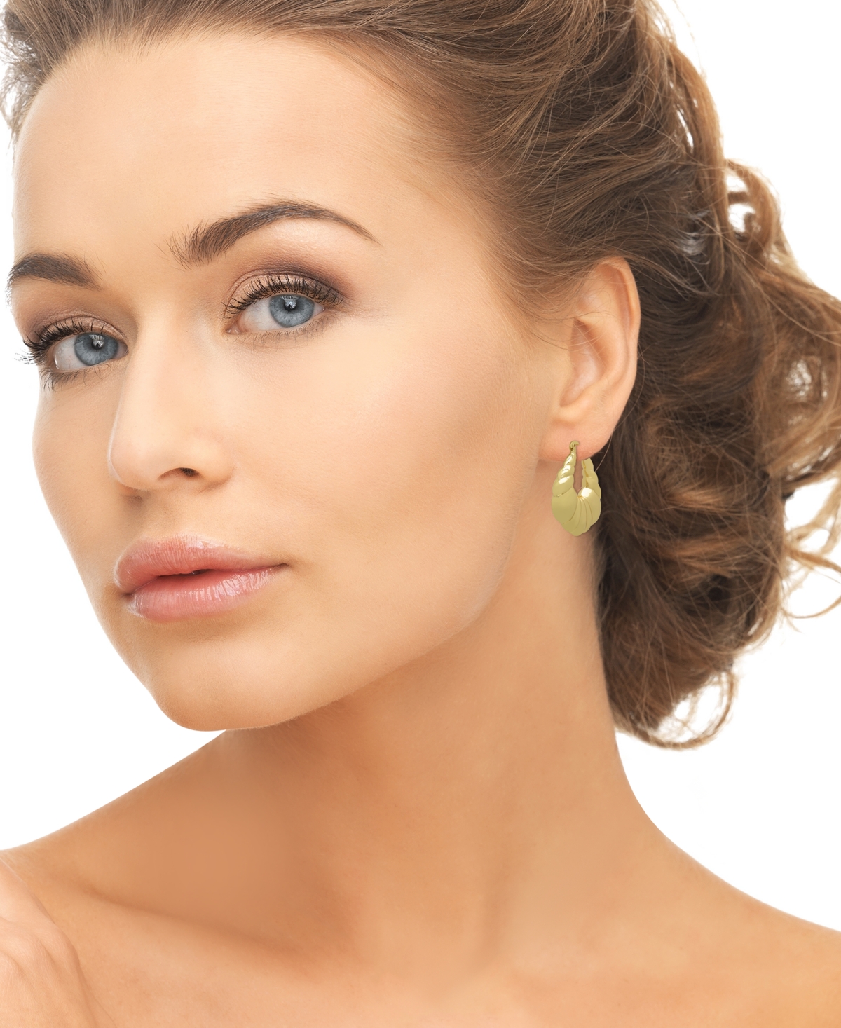 Macy's 14k Gold Plated Brass Shrimp Thick Hoop Earrings