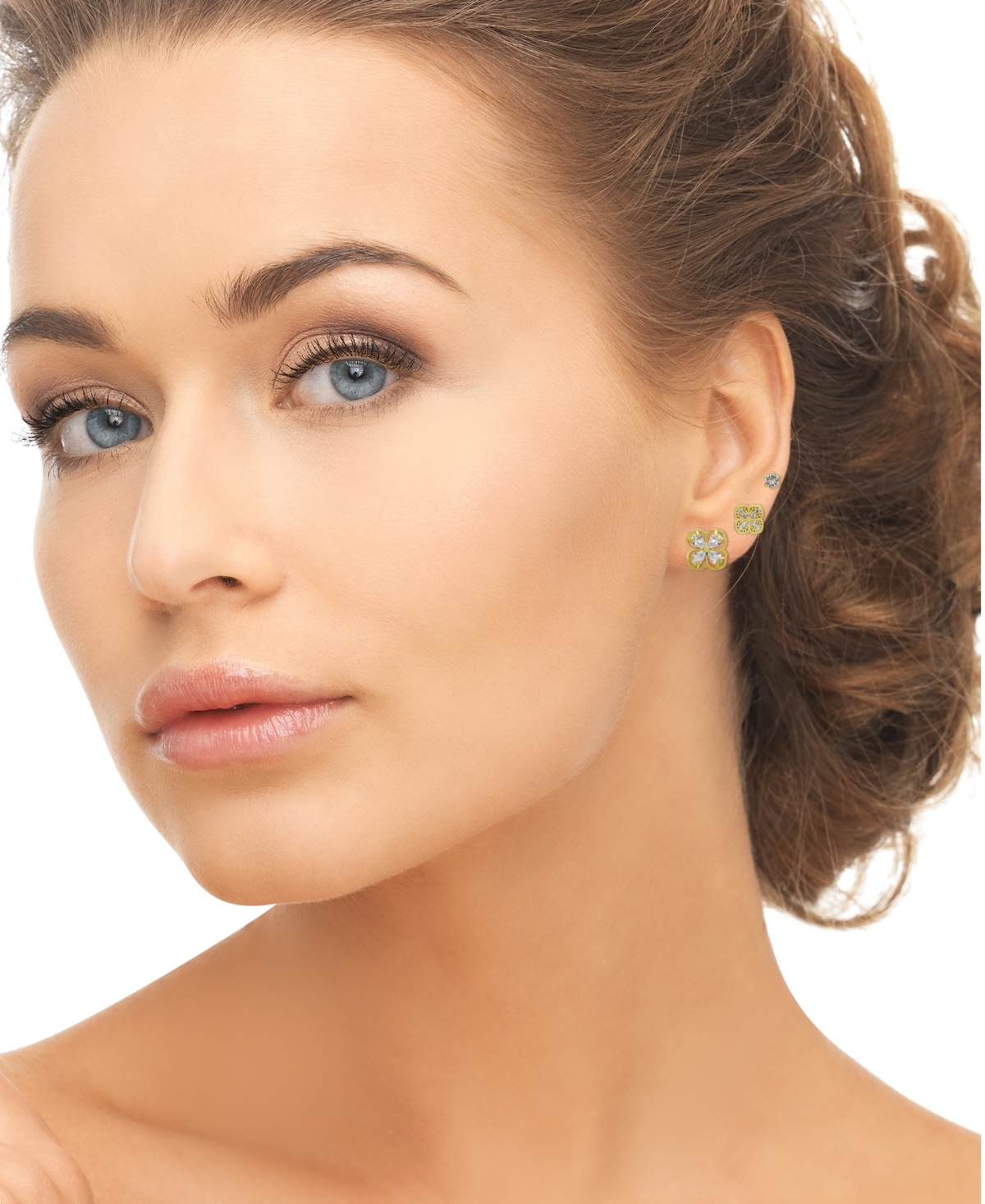 Macy's 3-Pc. Cubic Zirconia (1.32 ct. t.w.) Triple Floral Stud Earrings Set