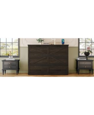 Farmhouse Murphy Bed with Charging Station & Storage Drawer