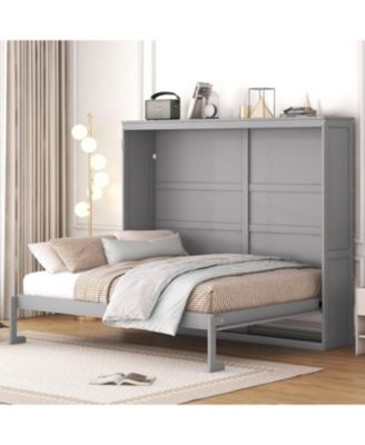Queen Size Murphy Bed Wall Bed, Gray