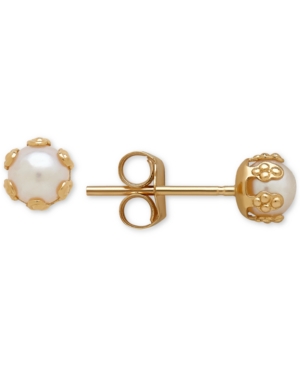 image of Children-s Cultured Freshwater Pearl (3-1/2mm) Small Stud Earrings in 14k Gold
