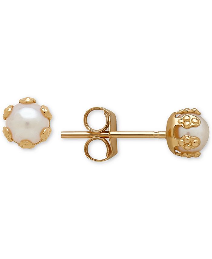 Macy's - Cultured Freshwater Pearl (3-1/2mm) Small Stud Earrings in 14k Gold