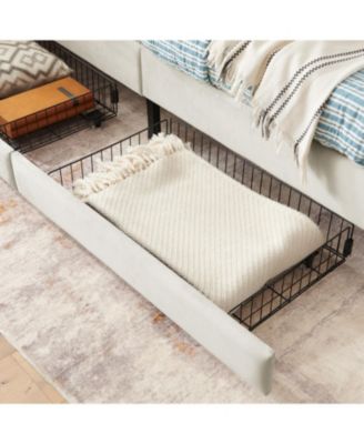 Twin Upholstered Platform Bed Frame w/ 2 Storage Drawers