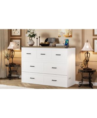  Queen Murphy Bed Cabinet with Charging & Storage Drawer