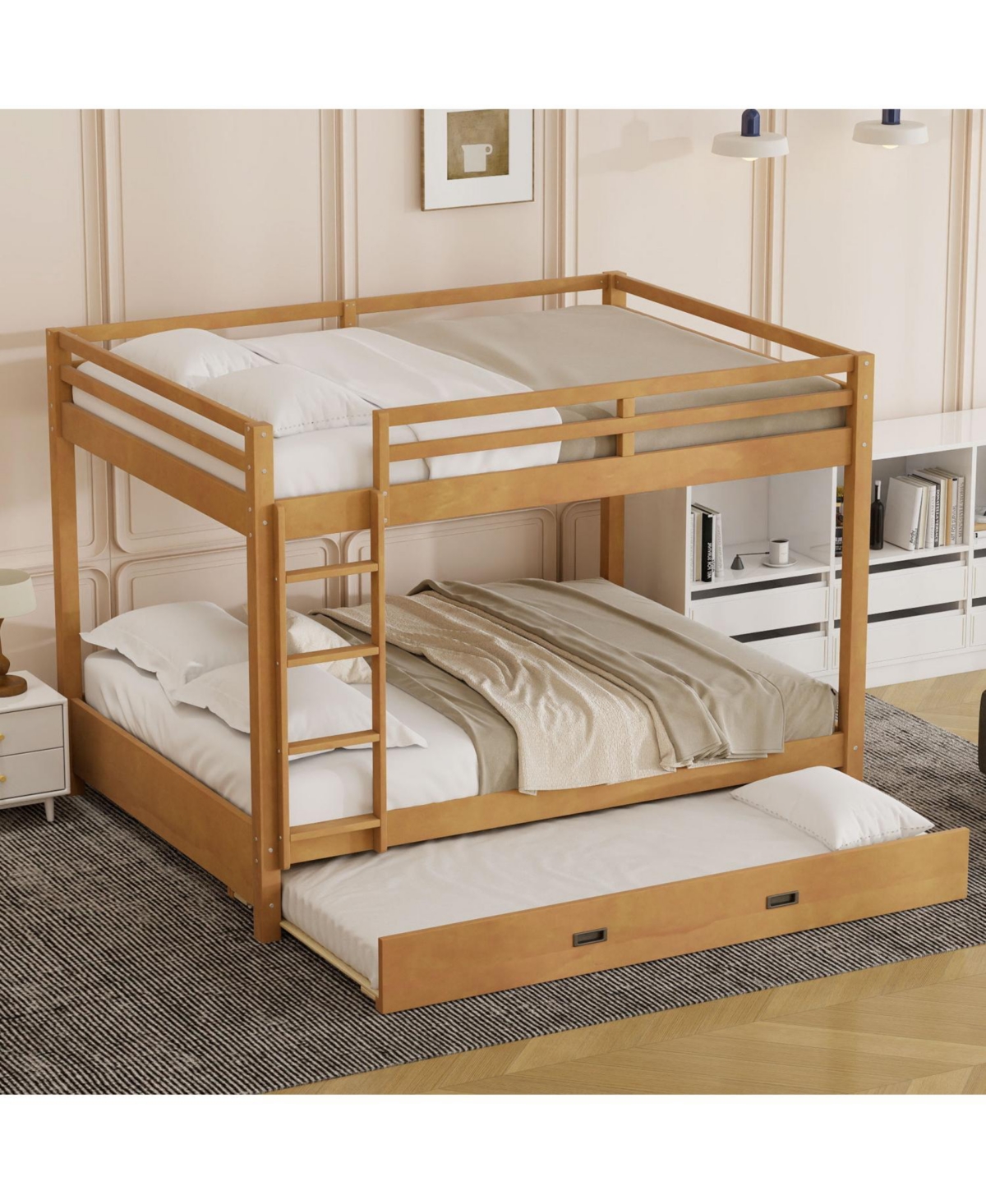 Streamdale Furniture + Queen Size + Wood + Ladder & Trundle + Bunk Bed