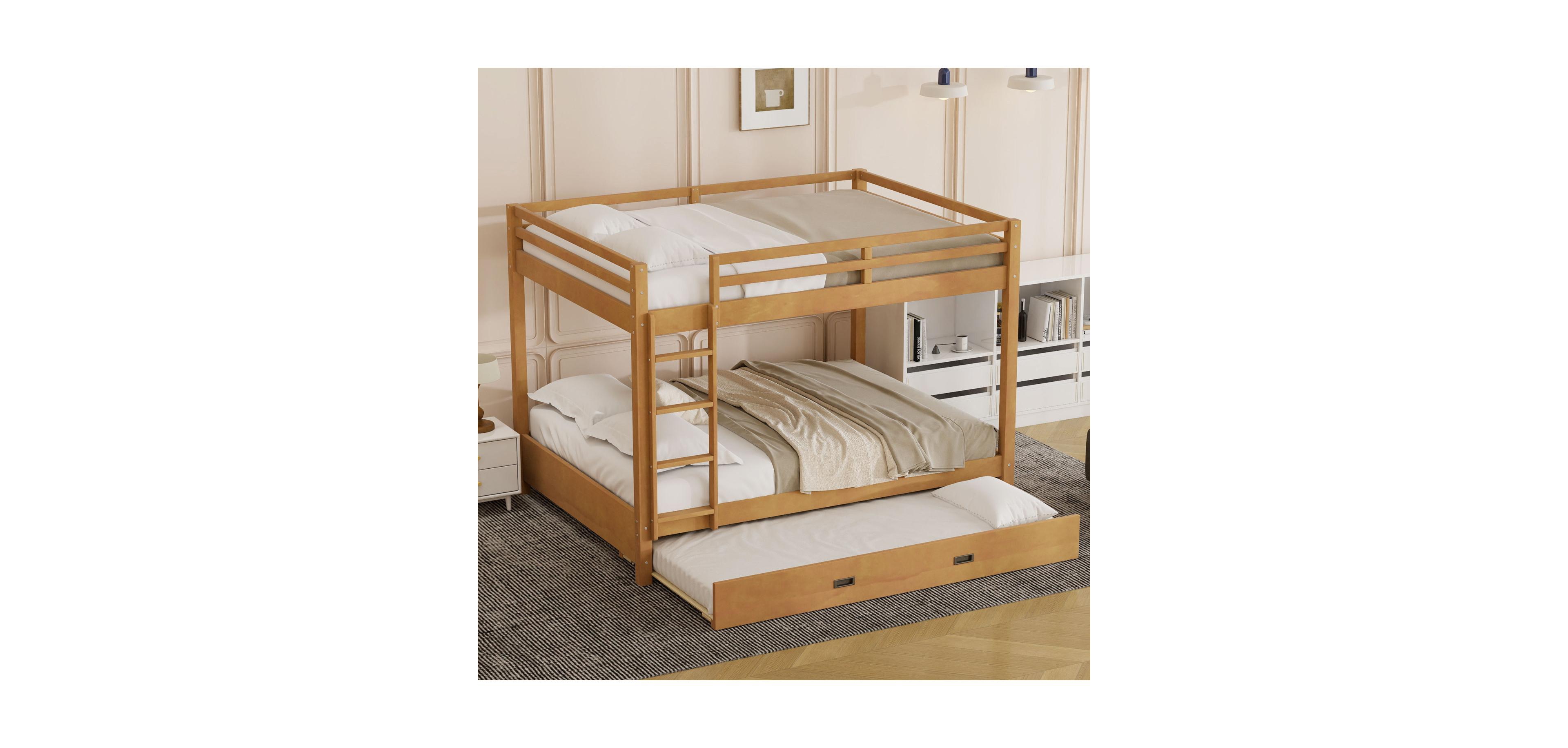 Streamdale Furniture + Queen Size + Wood + Ladder & Trundle + Bunk Bed