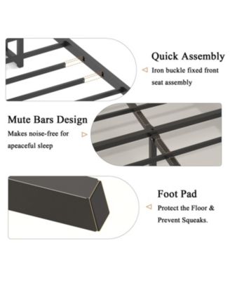 Wooden Platform Bed Frame w/ USB Ports & Storage - Brown