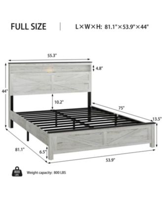  LED Platform Bed Frame with Charging & Storage