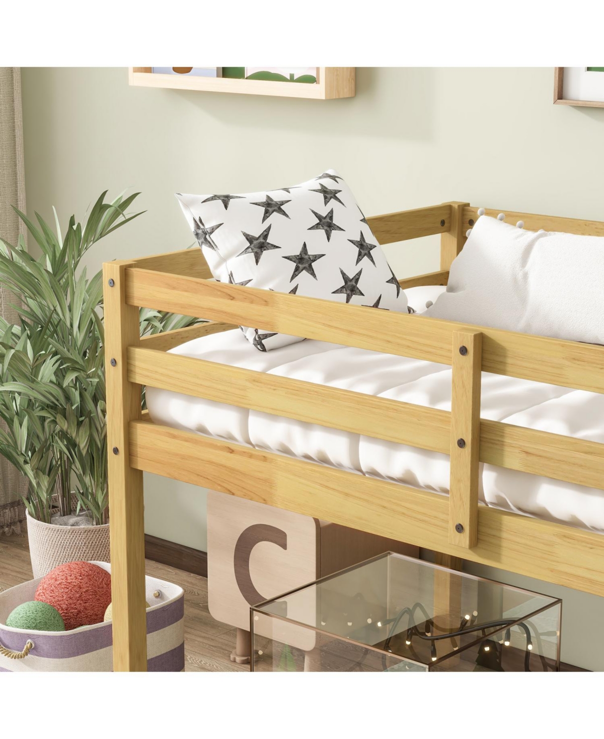 Streamdale Furniture Solid Wood Twin Loft Bed with Ladder