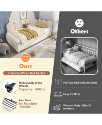 Upholstered Daybed with Pull-Out Bed, Twin(No Mattress)