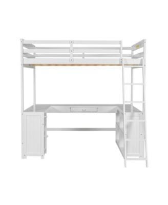 Loft Bed with U-Desk, Drawers & Shelves
