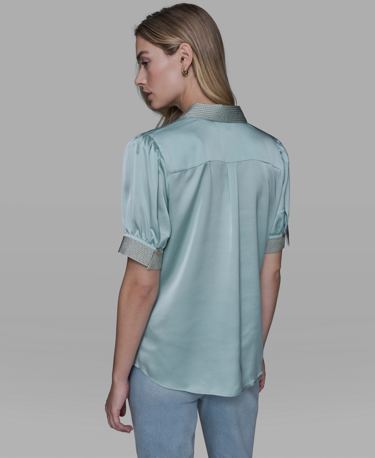 Karl Lagerfeld Paris Women's Beaded Short-Sleeve Top