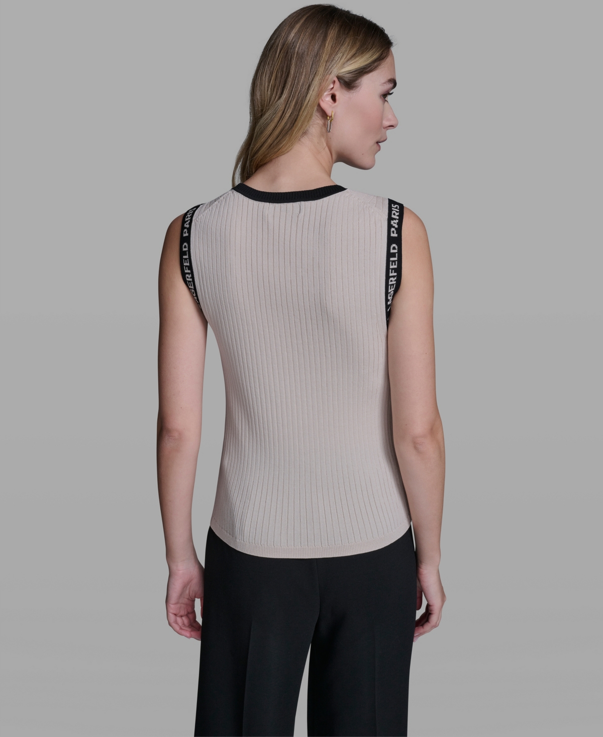 Karl Lagerfeld Paris Women's Sleeveless Klp Trim Tank Top
