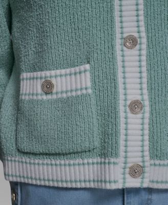 Women's Marled Crew Neck Cardigan Sweater