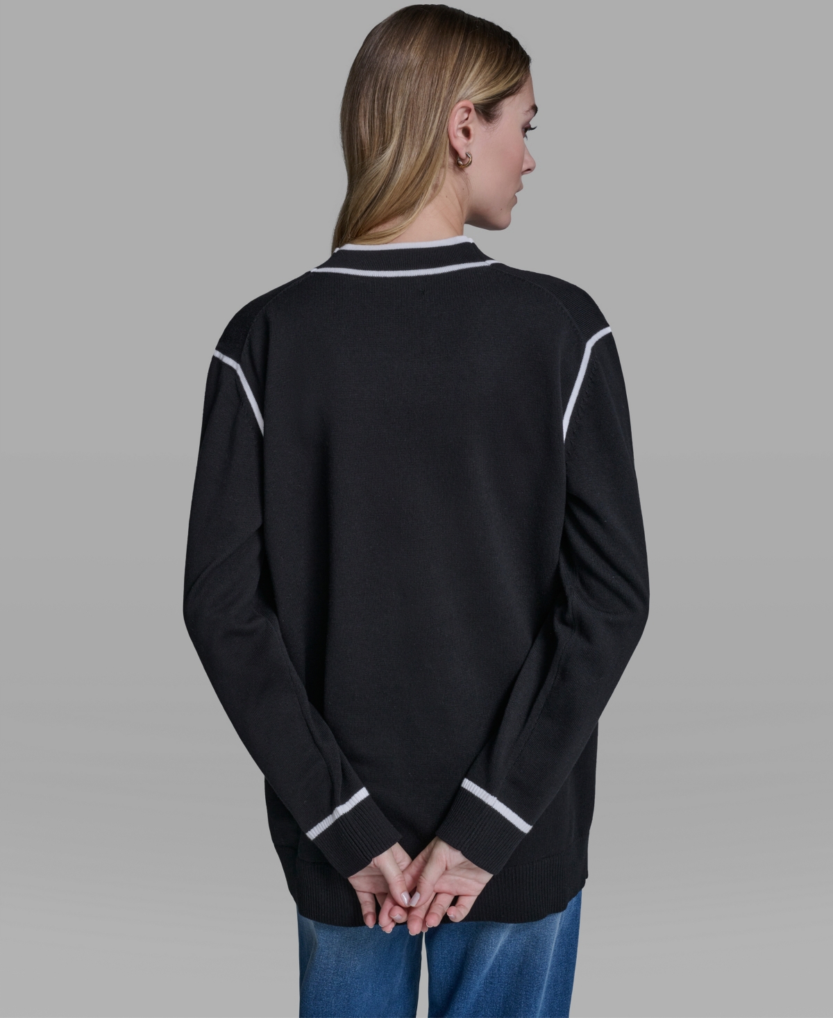 Karl Lagerfeld Paris Women's Long-Sleeve Varsity Cardigan