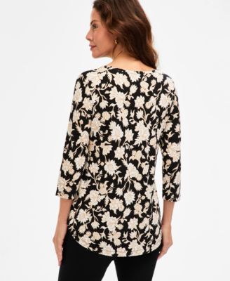 Women's Scoop-Neck 3/4-Sleeve Knit Top