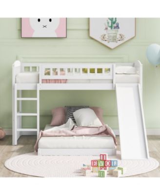Twin Over Twin Bunk Bed with Slide and Ladder