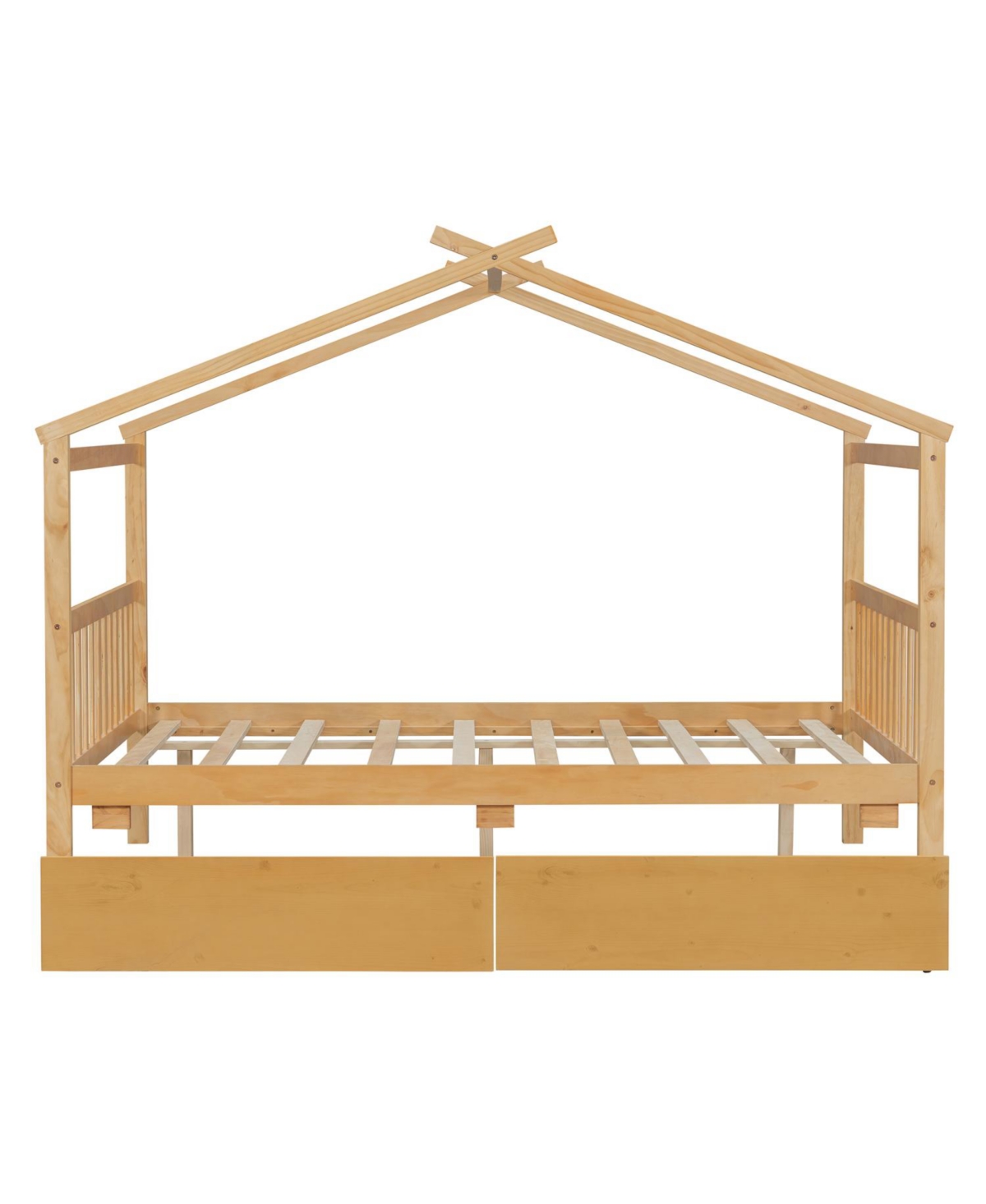 Streamdale Furniture Full Wooden House Bed with Drawers, White