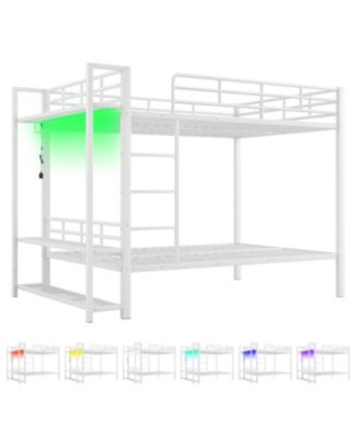 Twin Over Full Metal Storage & LED Light Bunk Bed