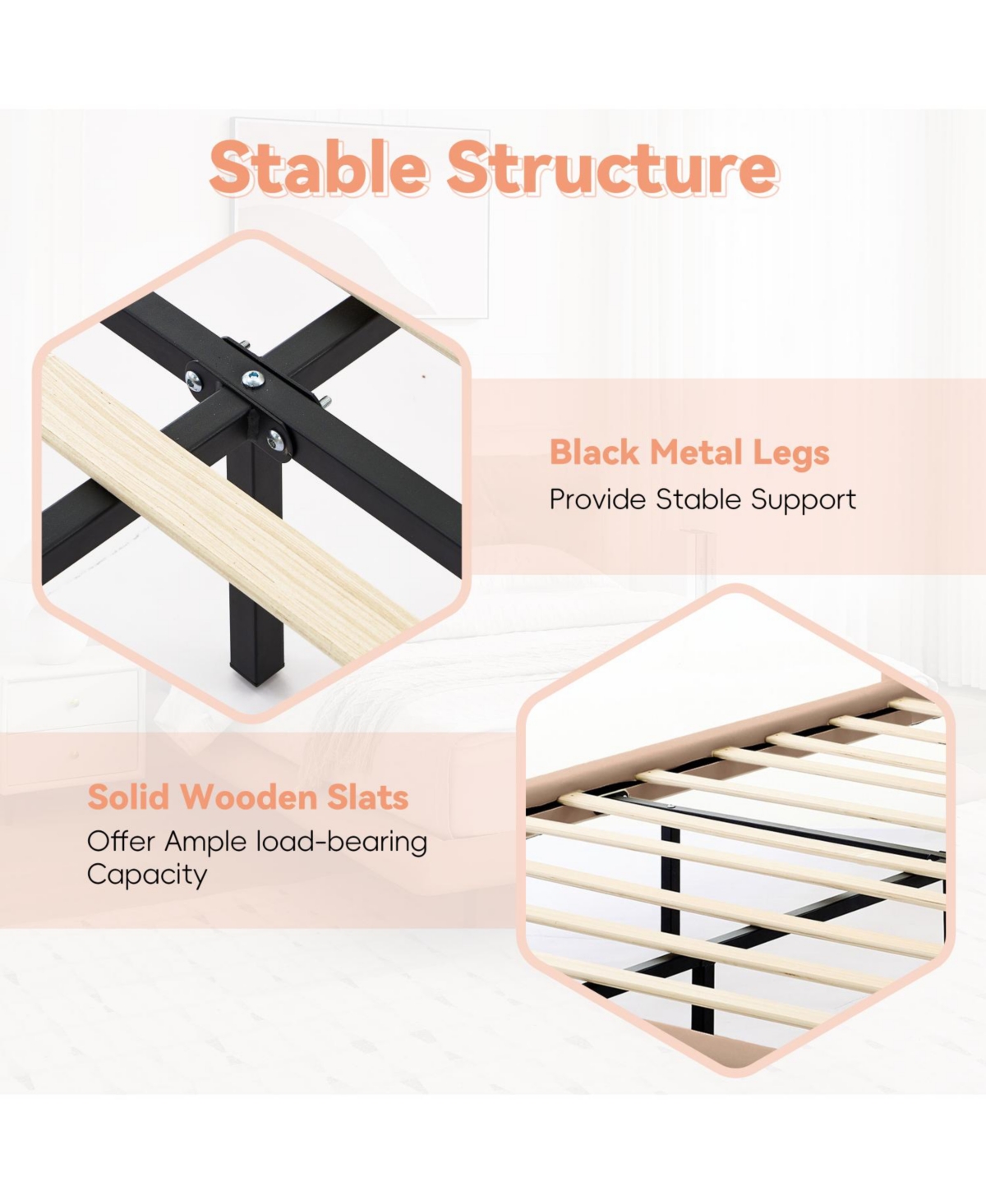 Streamdale Furniture Queen Upholstered Led Platform Bed